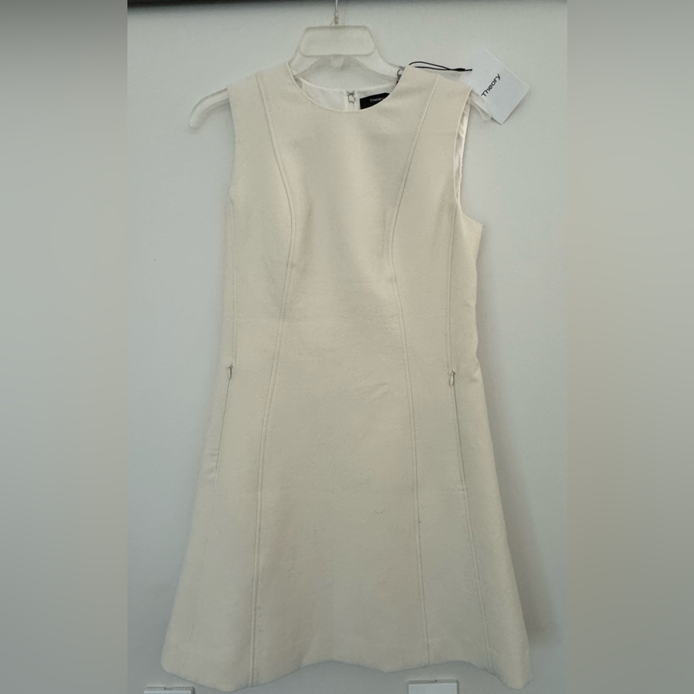 SALE Pretty $375 NWT Theory HELAINA Dress Sz 2   Pearl Ivory With Pockets